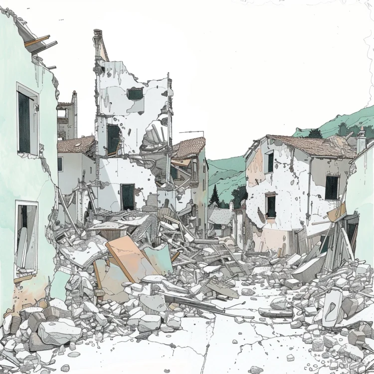 Un village devaste apres une catastrophe naturelle e1710155053726 Un village dévasté après une catastrophe naturelle